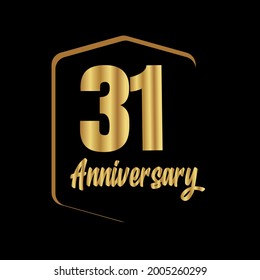 Celebración del 31 aniversario, diseño vectorial para celebraciones, tarjetas de invitación y tarjetas de felicitación