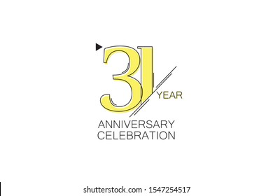 31 year Anniversary comical look, simple line art, Sleek and Clean Design for greeting card, invitation card - Vector