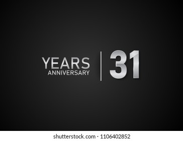 31 year anniversary silver design for celebration event isolated on black background 