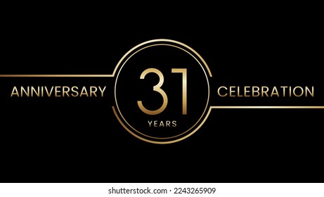 31-jähriges Jubiläum. Jubiläum Vorlage Design mit goldenem Ring. Logo-Vektorgrafik