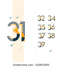31 Year Retro Anniversary Set Celebration Vector Template Design Illustration