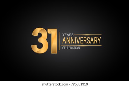 31 years anniversary celebration design with silver and gold color composition isolated on black background 