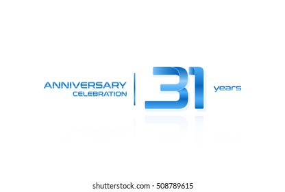 31 years anniversary celebration logo, blue, isolated on white background