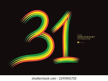 31 years anniversary celebration logotype colorful line vector, 31th birthday logo, 31 number design, Banner template, logo number elements for invitation card, poster, t-shirt.