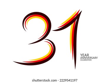31 years anniversary celebration logotype colorful line vector, 31th birthday logo, 31 number design, Banner template, logo number elements for invitation card, poster, t-shirt. graphic design