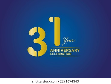 31 years anniversary celebration logotype gold color vector, 31th birthday logo, 31 number, anniversary year banner, anniversary design elements for invitation card and poster. number design vector