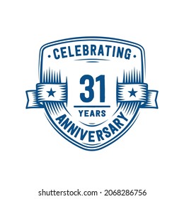 31 years anniversary celebration shield design template. 31st anniversary logo. Vector and illustration.