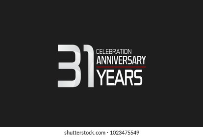 31 years anniversary celebration simple design white color with red line isolated on black background 