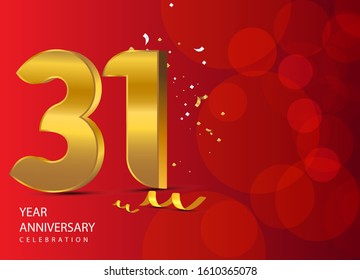 31 Years Anniversary Celebration Vector Template Stock Vector (Royalty ...