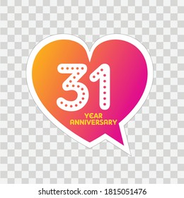 31 Years Anniversary Celebration Vector Template Design Illustration