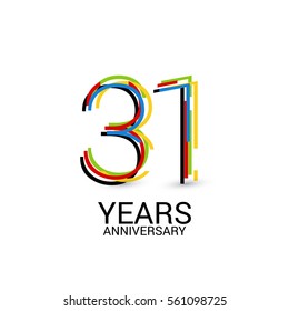 31 Years Anniversary Colorful Logo Celebration Isolated on White Background