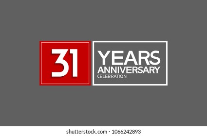 31 years anniversary design horizontal square style with red and white color for celebration event