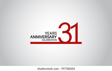 31 years anniversary design with simple line red color isolated on white background for celebration