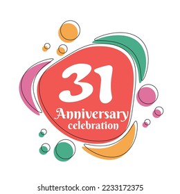 31 years anniversary design template. Abstract vector template illustration.
