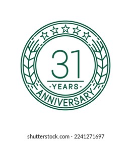 31 years anniversary logo template. 31st line art vector and illustration.