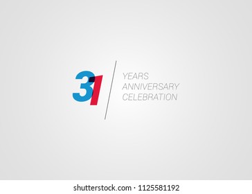 31 Years Anniversary logotype blend colorful font number isolated on white background