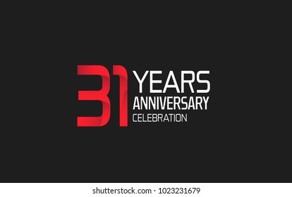 31 years anniversary logotype simple design with red and white color isolated on black background