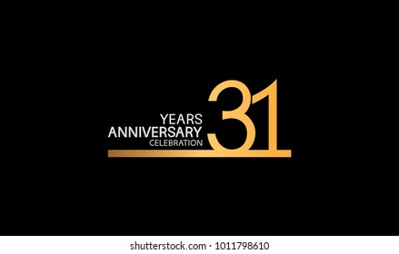 31 years anniversary logotype with single line golden and silver color for celebration 