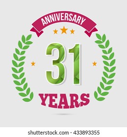 31 Years Anniversary with Low Poly Design and Laurel Ornaments
