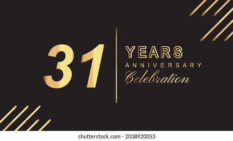 31 years anniversary luxury gold isolated on black background for 31th anniversary celebration event vector