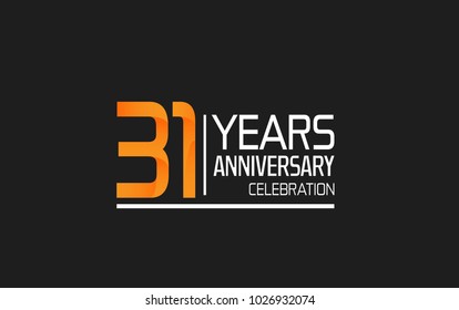 31 years anniversary simple design celebration with orange color and white isolated on black background