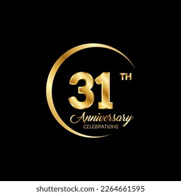 31 years anniversary. Anniversary template design concept with golden number , design for event, invitation card, greeting card, banner, poster, flyer, book cover and print. Vector Eps10