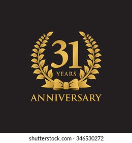 31 years anniversary wreath ribbon logo black background