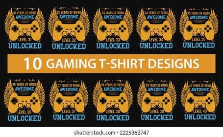 31 years of being awesome level 32 unlocked gaming tshirt design