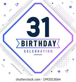 31 Years Birthday Greetings Card 31 Stock Vector (Royalty Free ...