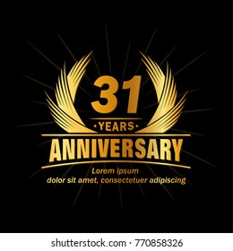 Modelo de design de 31 anos. Vetor de aniversário e modelo de ilustração.