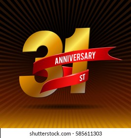 31 Years Gold Anniversary Celebration Logotype Stock Vector (Royalty ...