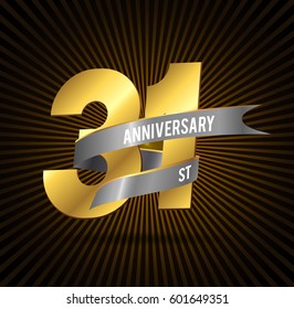 31 Years golden Anniversary Celebration Design. vector logo template