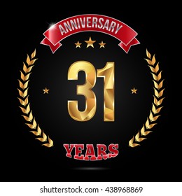 31 years golden anniversary logo, low poly design number