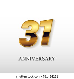 31 Years Golden Anniversary Vector Logo Design Isolated on White Background 