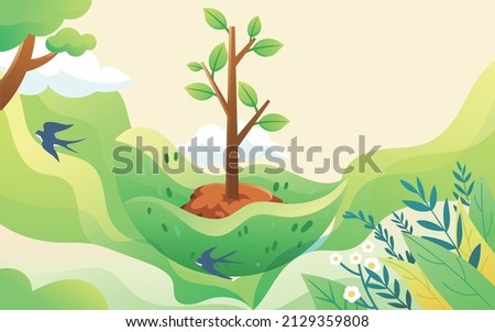 312 Arbor Day illustration to protect the natural environment and environmental protection activity poster