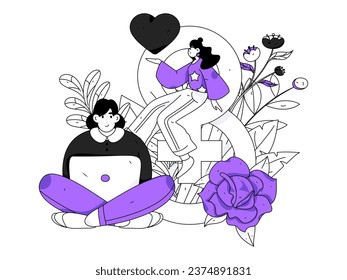 3.12 International Women's Day professional women flat character vector concept operation hand drawn illustration
