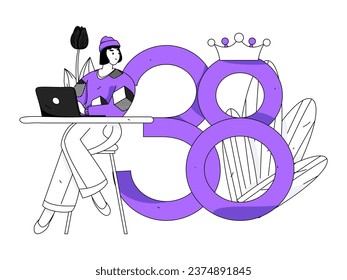 3.12 International Women's Day professional women flat character vector concept operation hand drawn illustration
