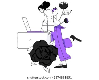 3.12 International Women's Day professional women flat character vector concept operation hand drawn illustration
