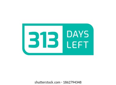 Banner de fondo blanco de 313 días a la izquierda, 313 días a la izquierda