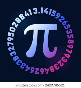 3.14 Digits and Pi symbol vector Mathematical constant concept round illustration. Math colored background - Happy PI day!