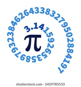 3.14 Pi Science Spiral with digits vector Mathematics concept illustration. Math background