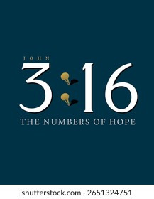 3:16 - The numbers of Hope, bible quote t shirt design. Vector religious slogan with John 3:16 lettering for printing on t-shirt or apparel 