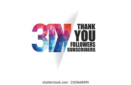 31K, 31.000 followers, subscribers design for internet, social media, anniversary and celebration achievement-vector