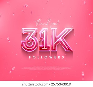 31k followers design for a thank you. in a soft pink color.