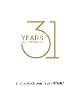 31st, 31 logo, 31 Years Anniversary Logo, 31st birthday,  Vector Template Design element for  invitation, wedding, jubilee and greeting card illustration.