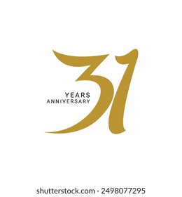 31st, 31 logo, 31 Years Anniversary Logo, 31st birthday,  Vector Template Design element for  invitation, wedding, jubilee and greeting card illustration.