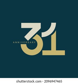 31st, 31 Year Anniversary Logo, 31 birthday,  Vector Template Design element for  invitation, wedding, jubilee and greeting card illustration.