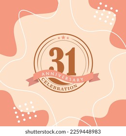 31st anniversary celebration logo vector design with brown color background and  brown color later abstract design 