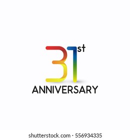 31st anniversary celebration logo,colorful, isolated on white background