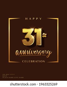 31st anniversary celebration logotype with handwriting golden color elegant design isolated on dark background. vector anniversary for celebration, invitation card, and greeting card.